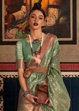 Load image into Gallery viewer, Fern Green Zari Woven Tissue Silk Saree