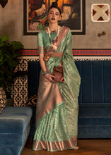 Load image into Gallery viewer, Fern Green Zari Woven Tissue Silk Saree