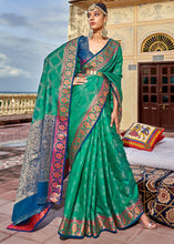 Load image into Gallery viewer, Jade Green Woven Soft Silk Saree