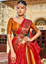 Load image into Gallery viewer, Crimson Red Woven Soft Silk Saree