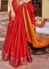 Load image into Gallery viewer, Crimson Red Woven Soft Silk Saree