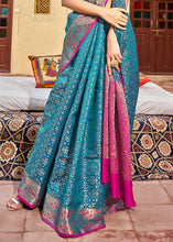 Load image into Gallery viewer, Cerulean Blue Woven Soft Silk Saree