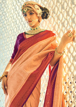 Load image into Gallery viewer, Peach Pink Zari Woven Designer Silk Saree