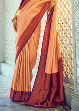 Load image into Gallery viewer, Peach Pink Zari Woven Designer Silk Saree
