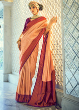 Load image into Gallery viewer, Peach Pink Zari Woven Designer Silk Saree