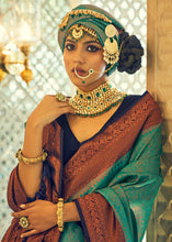 Load image into Gallery viewer, Pine Green Zari Woven Designer Silk Saree