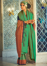 Load image into Gallery viewer, Emerald Green Zari Woven Designer Silk Saree
