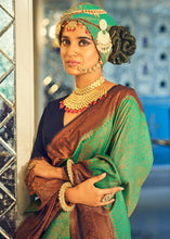 Load image into Gallery viewer, Emerald Green Zari Woven Designer Silk Saree