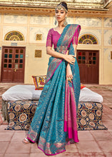 Load image into Gallery viewer, Cerulean Blue Woven Soft Silk Saree
