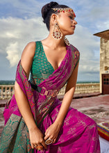 Load image into Gallery viewer, Magenta Pink Woven Soft Silk Saree