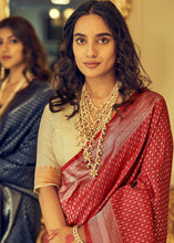 Load image into Gallery viewer, Crimson Red Zari Woven Soft Kanjivaram Silk Saree