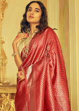 Load image into Gallery viewer, Crimson Red Zari Woven Soft Kanjivaram Silk Saree