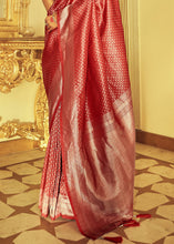 Load image into Gallery viewer, Crimson Red Zari Woven Soft Kanjivaram Silk Saree