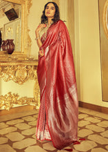 Load image into Gallery viewer, Crimson Red Zari Woven Soft Kanjivaram Silk Saree