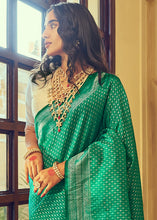Load image into Gallery viewer, Jade Green Zari Woven Soft Kanjivaram Silk Saree