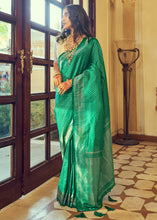 Load image into Gallery viewer, Jade Green Zari Woven Soft Kanjivaram Silk Saree