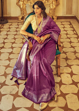 Load image into Gallery viewer, Imperial Magenta Purple Zari Woven Soft Kanjivaram Silk Saree