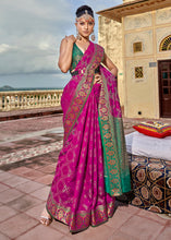 Load image into Gallery viewer, Magenta Pink Woven Soft Silk Saree