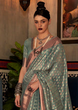 Load image into Gallery viewer, Viridian Green Zari Woven Tissue Silk Saree