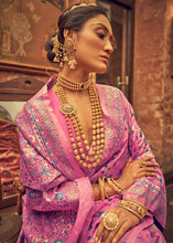 Load image into Gallery viewer, Creamy Pink Kashmiri Weaving Silk Saree