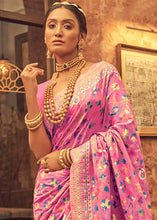 Load image into Gallery viewer, Creamy Pink Kashmiri Weaving Silk Saree