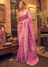 Load image into Gallery viewer, Creamy Pink Kashmiri Weaving Silk Saree