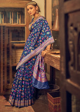 Load image into Gallery viewer, Admiral Blue Kashmiri Weaving Silk Saree