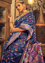 Load image into Gallery viewer, Admiral Blue Kashmiri Weaving Silk Saree