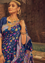 Load image into Gallery viewer, Admiral Blue Kashmiri Weaving Silk Saree