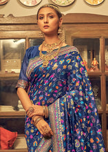 Load image into Gallery viewer, Admiral Blue Kashmiri Weaving Silk Saree