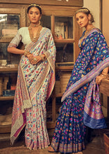 Load image into Gallery viewer, Rice White Kashmiri Weaving Silk Saree