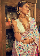 Load image into Gallery viewer, Rice White Kashmiri Weaving Silk Saree