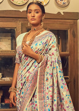 Load image into Gallery viewer, Rice White Kashmiri Weaving Silk Saree