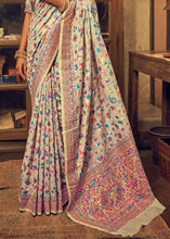 Load image into Gallery viewer, Rice White Kashmiri Weaving Silk Saree