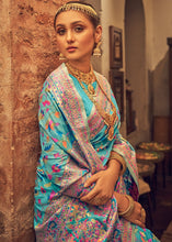 Load image into Gallery viewer, Cerulean Blue Kashmiri Weaving Silk Saree