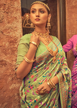 Load image into Gallery viewer, Pastel Green Kashmiri Weaving Silk Saree