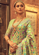 Load image into Gallery viewer, Pastel Green Kashmiri Weaving Silk Saree