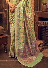 Load image into Gallery viewer, Pastel Green Kashmiri Weaving Silk Saree