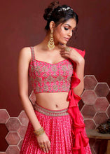 Load image into Gallery viewer, Azalea Pink Bandhani Printed Chinon Silk Lehenga Choli with Heavy Embroidery work