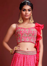 Load image into Gallery viewer, Azalea Pink Bandhani Printed Chinon Silk Lehenga Choli with Heavy Embroidery work