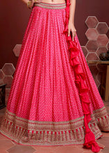 Load image into Gallery viewer, Azalea Pink Bandhani Printed Chinon Silk Lehenga Choli with Heavy Embroidery work