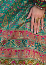 Load image into Gallery viewer, Green &amp; Pink Banarasi Silk Lehenga Choli with Heavy Embroidered work