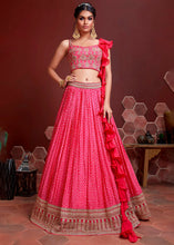 Load image into Gallery viewer, Azalea Pink Bandhani Printed Chinon Silk Lehenga Choli with Heavy Embroidery work
