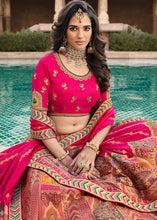 Carica l'immagine nel visualizzatore Galleria,Salmon Pink Heavy Embroidery Banarasi Silk lehenga Choli
