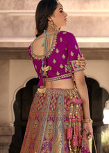 Carica l'immagine nel visualizzatore Galleria,Shades Of Purple Heavy Embroidery Banarasi Silk lehenga Choli