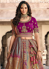 Carica l'immagine nel visualizzatore Galleria,Shades Of Purple Heavy Embroidery Banarasi Silk lehenga Choli