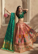 Carica l'immagine nel visualizzatore Galleria,Pink &amp; Green Heavy Embroidery Banarasi Silk lehenga Choli