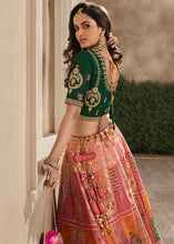 Carica l'immagine nel visualizzatore Galleria,Pink &amp; Green Heavy Embroidery Banarasi Silk lehenga Choli