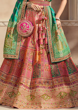 Carica l'immagine nel visualizzatore Galleria,Pink &amp; Green Heavy Embroidery Banarasi Silk lehenga Choli