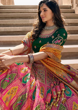 Load image into Gallery viewer, Green &amp; Pink Heavy Embroidery Banarasi Silk lehenga Choli